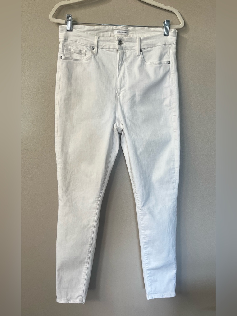 Good American Good Legs Crop High-Rise skinny white jeans size 16